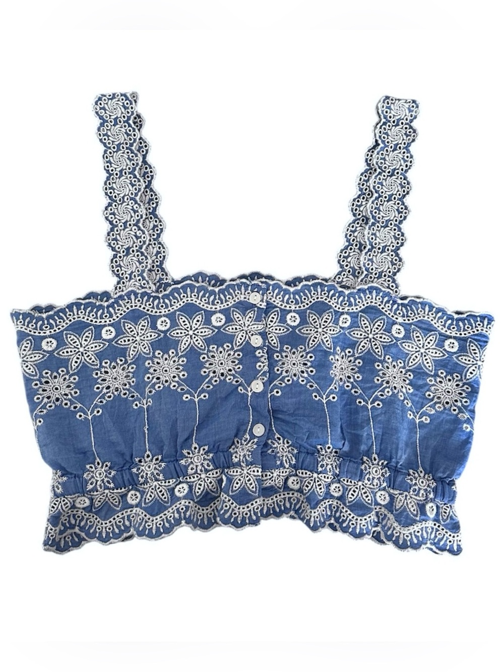 Louise Misha Kivima Blue White Embroidered Camisole Crop Top Size 36